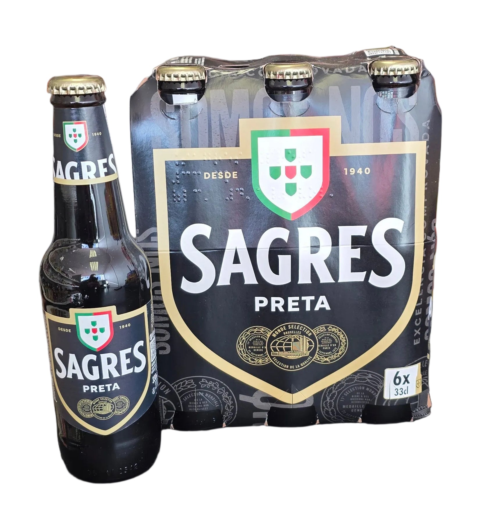 Sagres Preta Cerveja pack 6 33cl